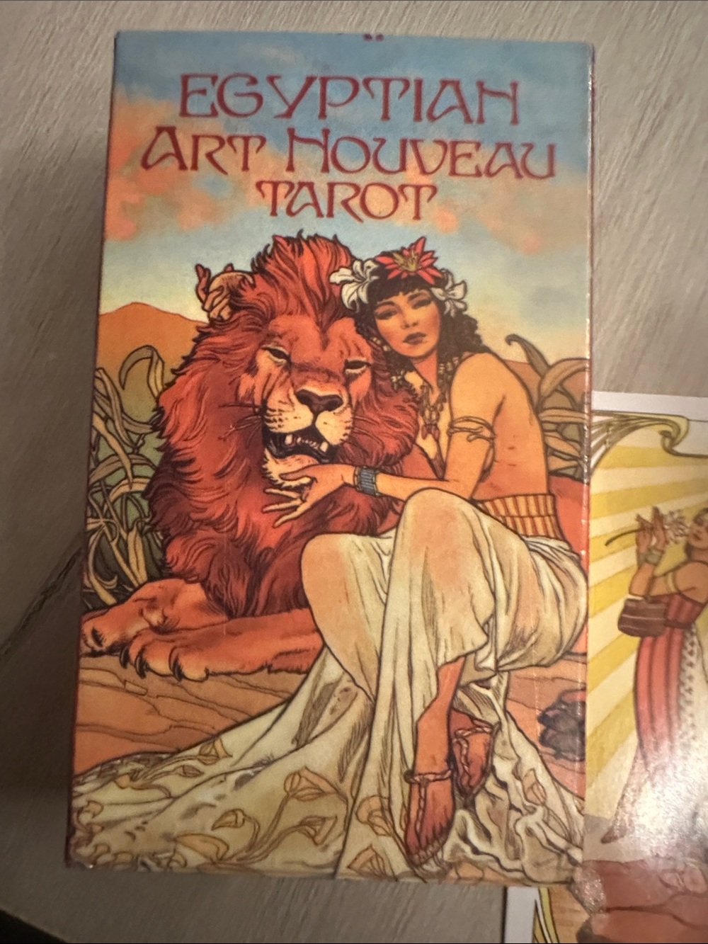 Egyptian Art Nouveau Tarot Deck - Orange, Cream, Blue Artwork